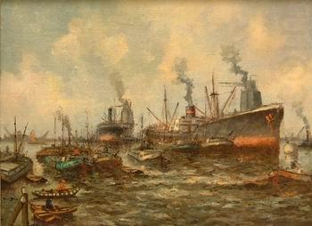 Seascape, boats, ships and warships. 150, unknow artist